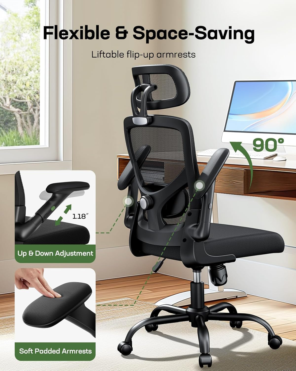FlexForm™ Ultra Ergonomic Mesh Office Chair High Back Desk Chair Adjustable Lumbar