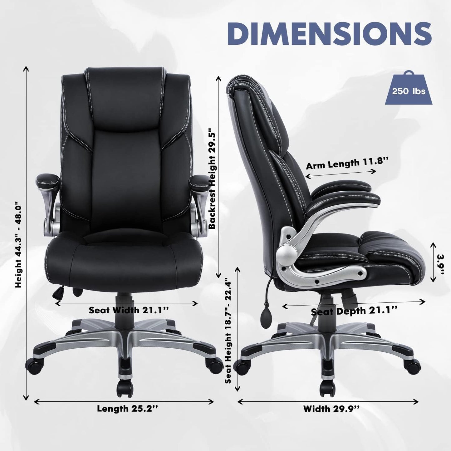 REGAL Ergonomic High Back Leather Office Chair with Lumbar Support