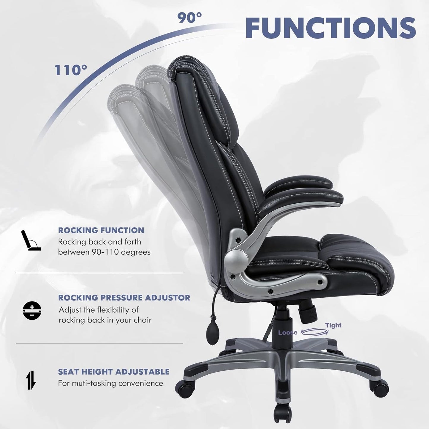 REGAL Ergonomic High Back Leather Office Chair with Lumbar Support